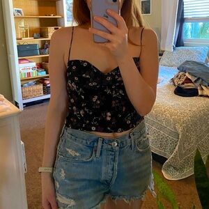 Reformation Black Floral Tank